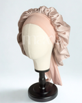 *PRE-ORDER* Oversized Silk Bonnet with Wide Ribbon Adjustable Tie - Blush