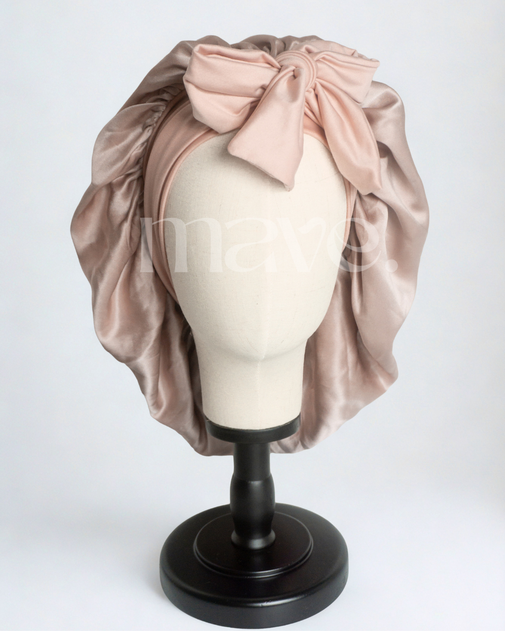 *PRE-ORDER* Oversized Silk Bonnet with Wide Ribbon Adjustable Tie - Blush
